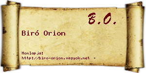 Biró Orion névjegykártya